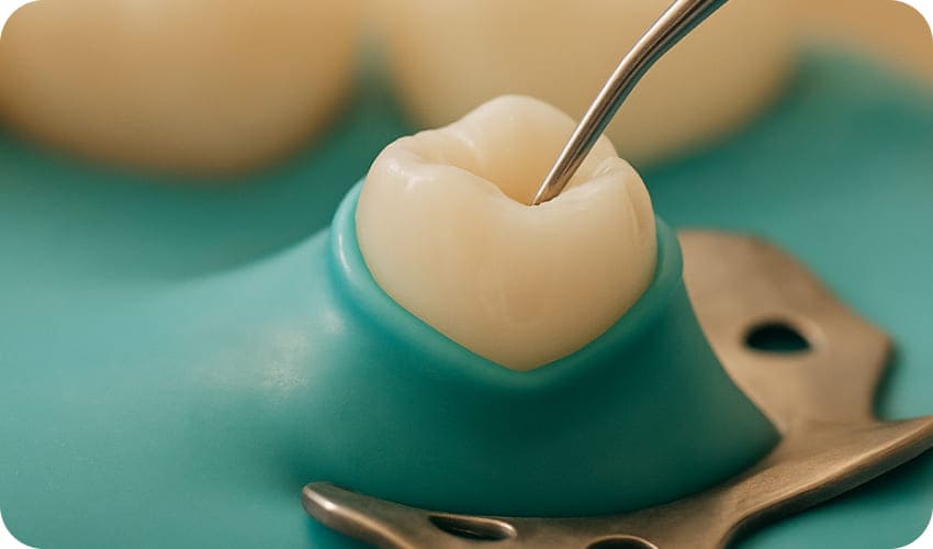 ラバーダム防湿のイラスト