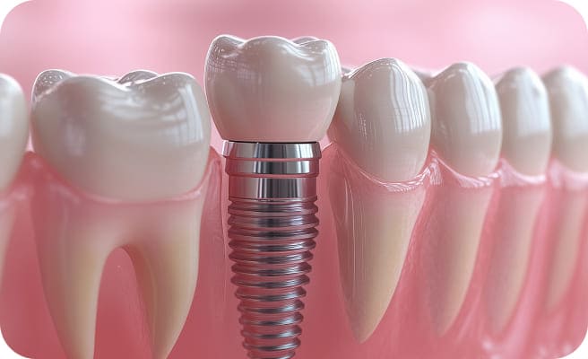 人工の歯の装着の様子