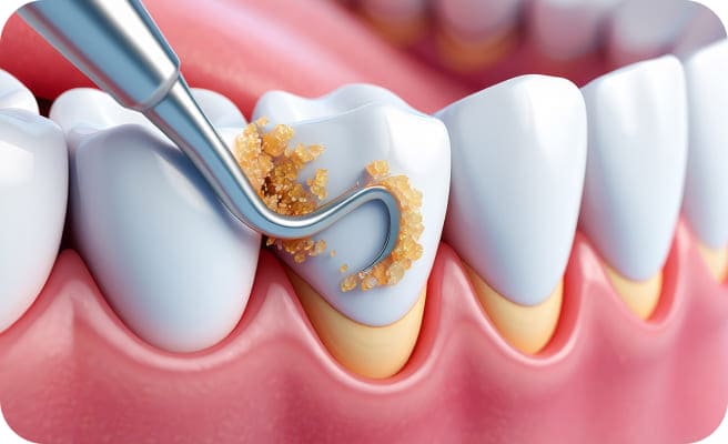 歯石・プラークを除去している様子