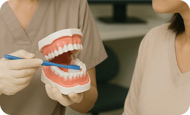 歯磨き指導中の様子